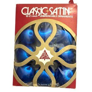 VintageClassic Satin 12-Piece Blue Unbreakable Christmas Ornaments Set
